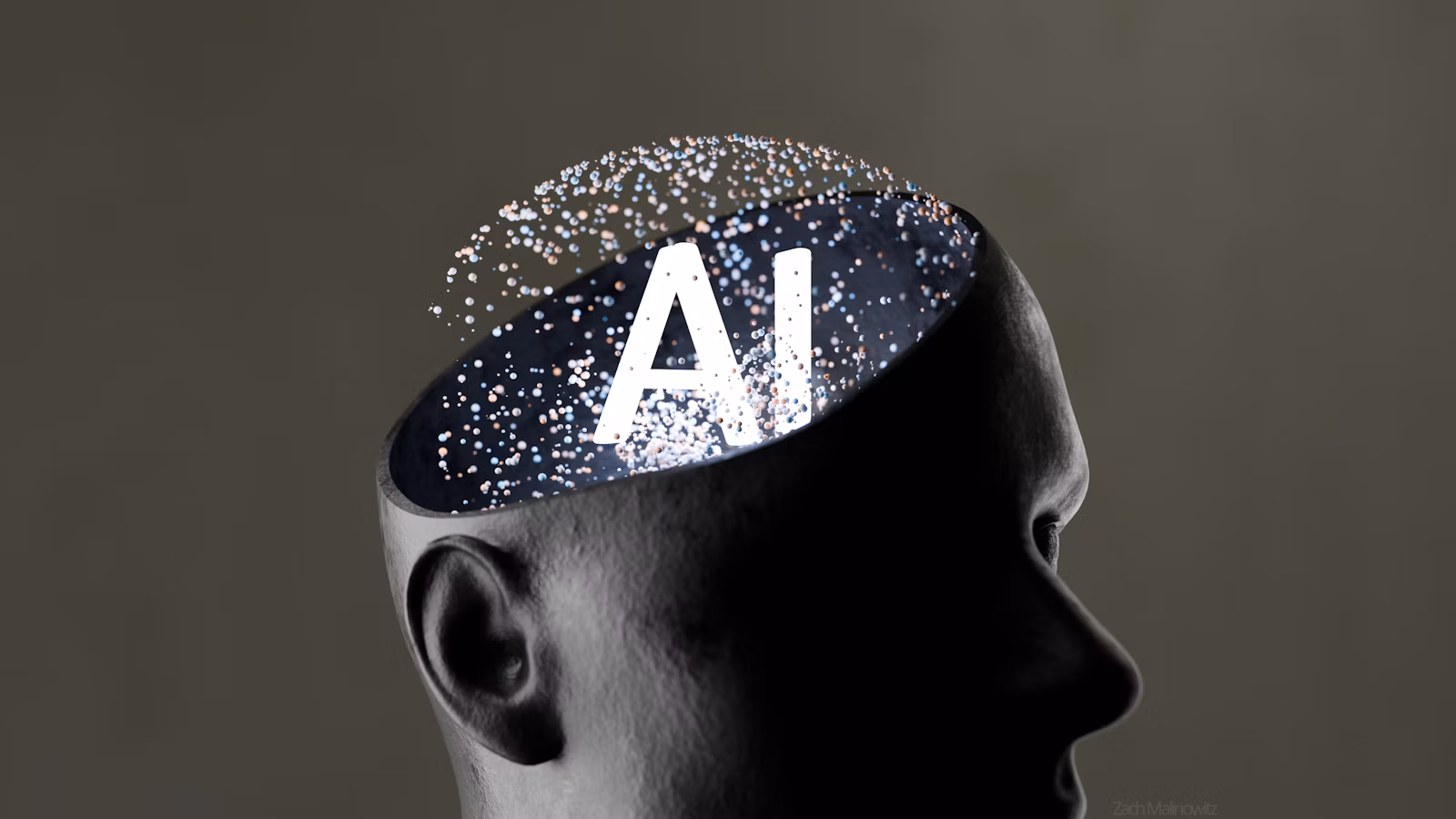 AI concept within a human head representing ISO 42001 AI governance