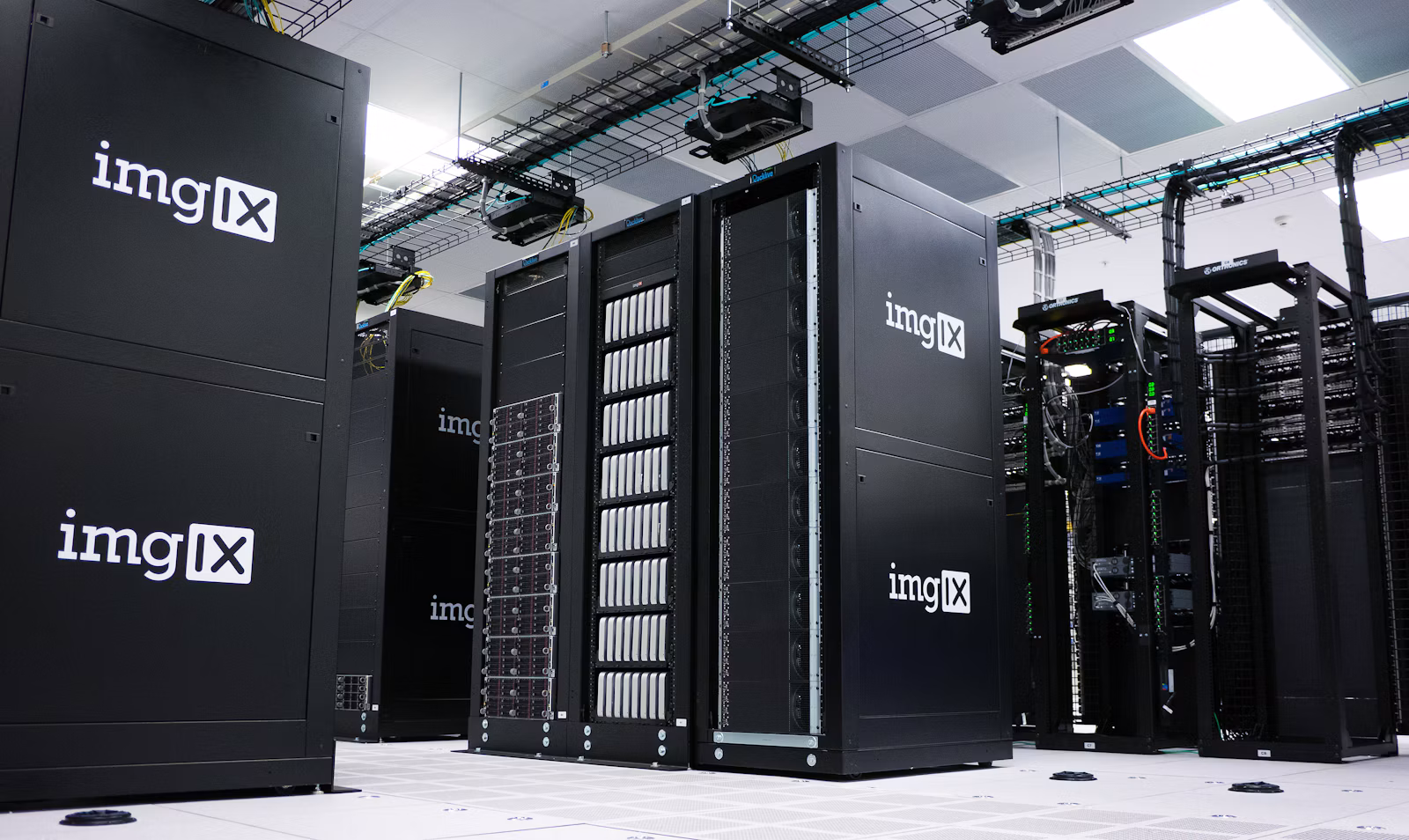 Server racks in a data center covered by SOC 2 controls