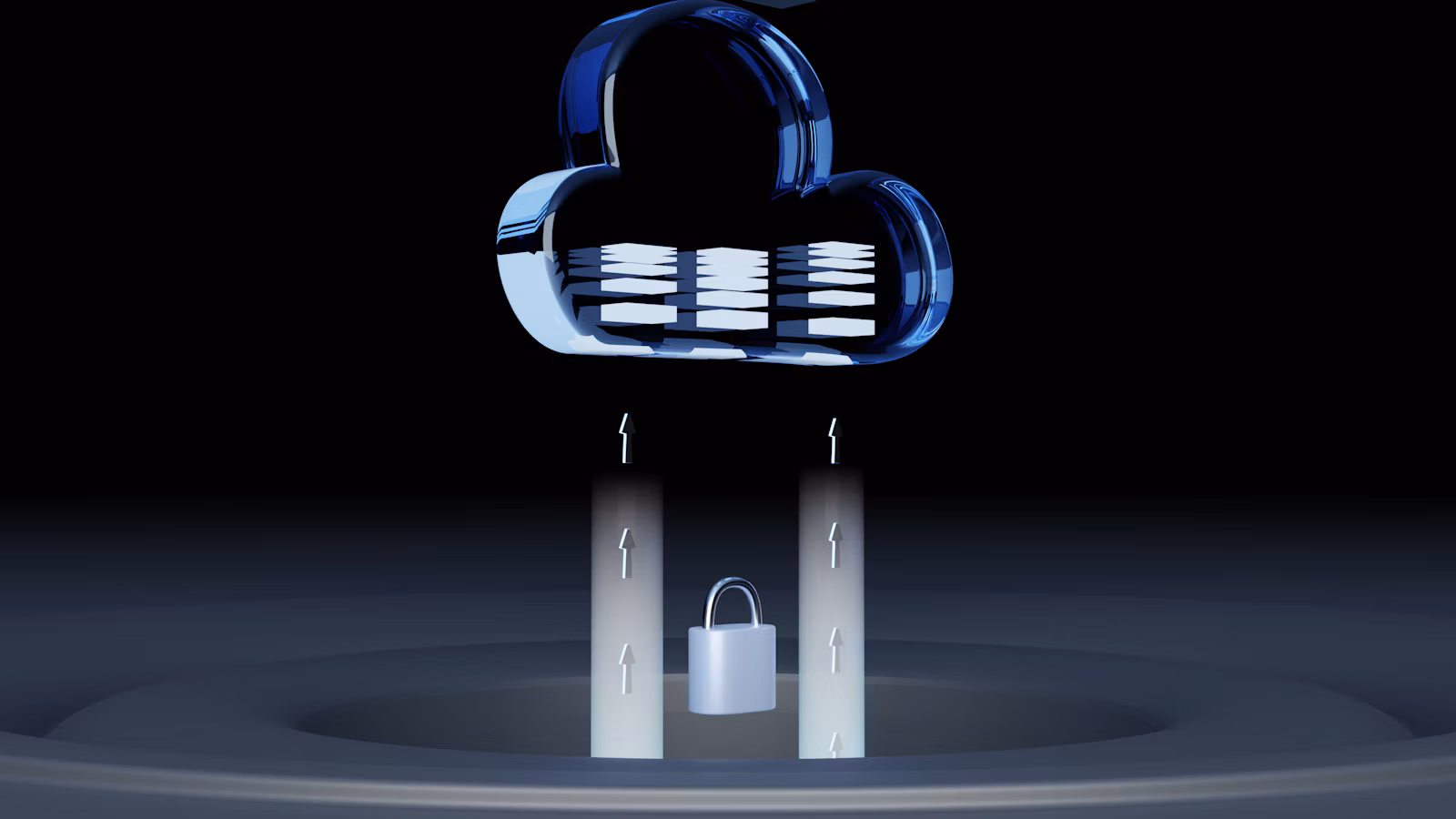 Cloud icon above a padlock representing cloud security posture management