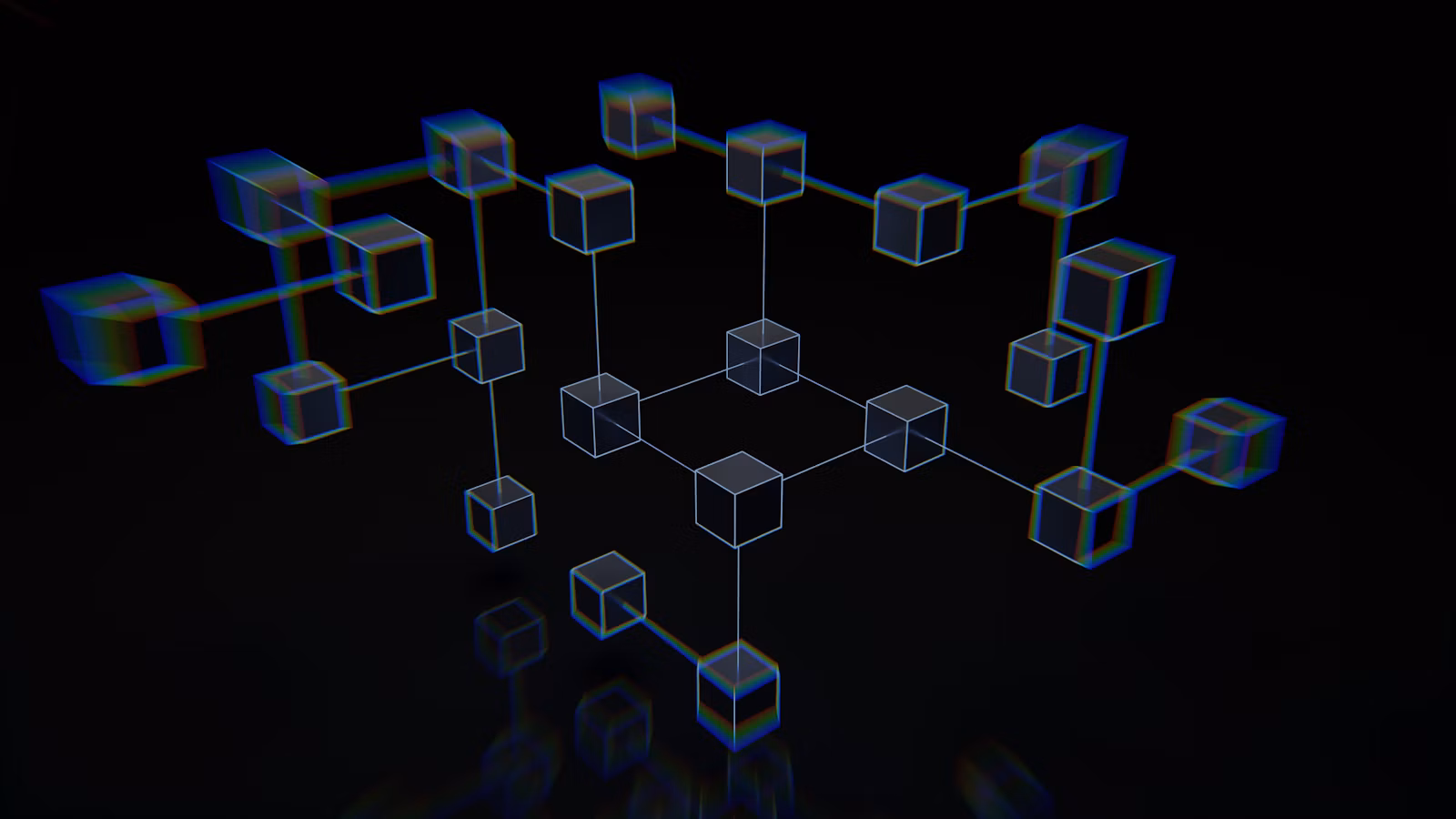 Linked cubes representing blockchain applications under penetration testing
